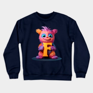 Cute Monster for Kids Alphabet Letter F Funny Back to School Crewneck Sweatshirt